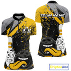 Custom Funny Bowling Quarter-Zip Shirt, Yellow Bowling Ball And Pin Bowling Jersey