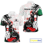 Custom Black, Red And Green Funny Bowling Polo Shirt, Bowling Jersey Bowler Gift