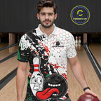 Custom Black, Red And Green Funny Bowling Polo Shirt, Bowling Jersey Bowler Gift