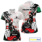 Custom Black, Red And Green Funny Bowling Polo Shirt, Bowling Jersey Bowler Gift