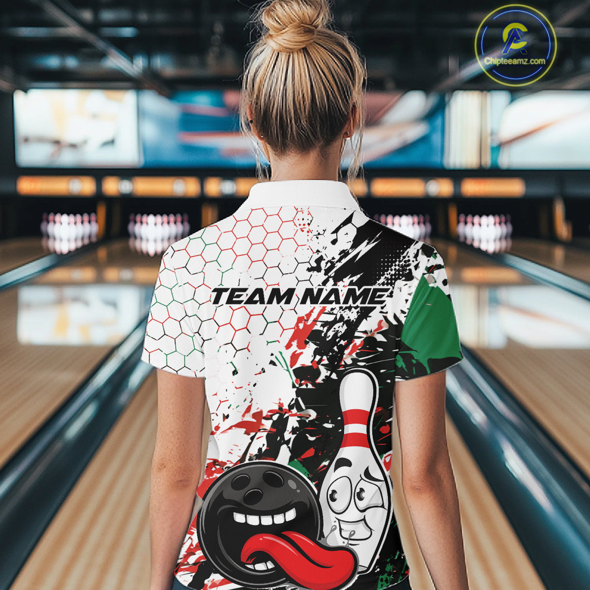 Custom Black, Red And Green Funny Bowling Polo Shirt, Bowling Jersey Bowler Gift