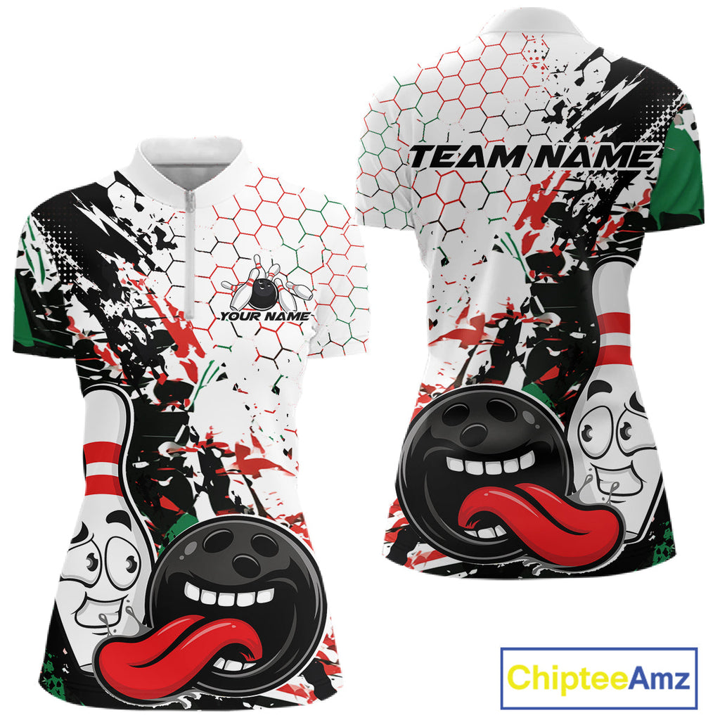 Custom Black, Red And Green Funny Bowling Shirt, Bowling Jersey Bowler Gift