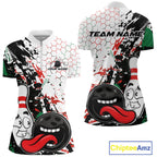 Custom Black, Red And Green Funny Bowling Shirt, Bowling Jersey Bowler Gift