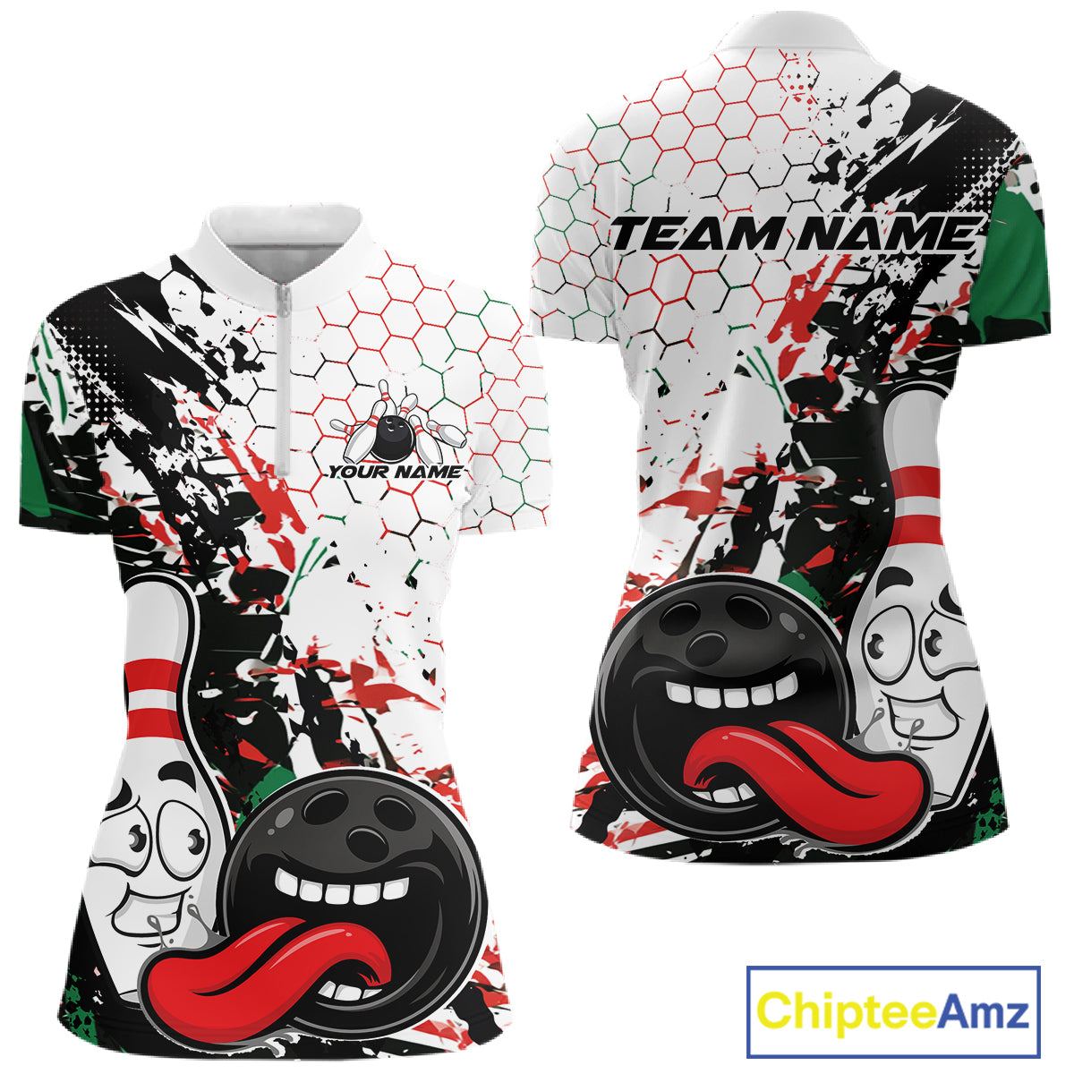Custom Black, Red And Green Funny Bowling Shirt, Bowling Jersey Bowler Gift