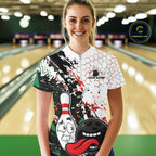 Custom Black, Red And Green Funny Bowling Shirt, Bowling Jersey Bowler Gift
