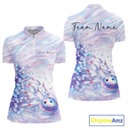 Custom Hologram Butterfly Bowling Quarter-Zip Shirts, Galaxy Bowling Jersey