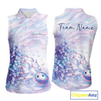 Custom Hologram Butterfly Bowling Sleeveless Polo Shirts, Galaxy Bowling Team Jersey