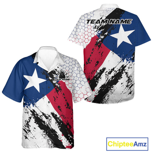 Grunge Style Texas Flag Custom Patriotic Bowling League And Button Up Shirt For Team