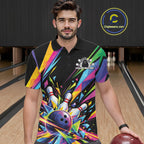 Custom Colorful Bowling Team Polo Shirt, Bowling Tournament Jersey Bowler Gift