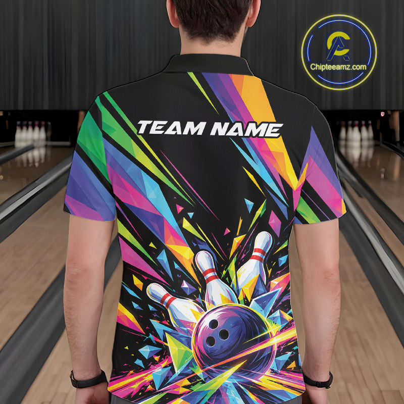 Custom Colorful Bowling Team Polo Shirt, Bowling Tournament Jersey Bowler Gift