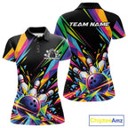 Custom Colorful Bowling Team Polo Shirt, Bowling Tournament Jersey Bowler Gift