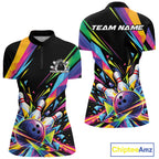Custom Colorful Bowling Team Quarter-Zip Shirt, Bowling Jersey Bowler Gift