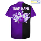 Purple and Black retro vintage Bowling Hawaiian Shirt custom Bowling team jerseys