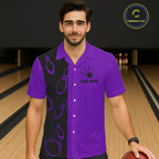 Purple and Black retro vintage Bowling Hawaiian Shirt custom Bowling team jerseys