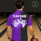 Purple and Black retro vintage Bowling Hawaiian Shirt custom Bowling team jerseys