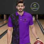 Purple and Black retro vintage Bowling polo, quarter zip shirts custom Bowling team jerseys