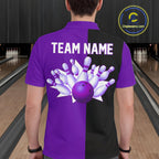 Purple and Black retro vintage Bowling polo, quarter zip shirts custom Bowling team jerseys