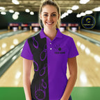 Purple and Black retro vintage Bowling polo, quarter zip shirts custom Bowling team jerseys