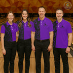 Purple and Black retro vintage Bowling polo, quarter zip shirts custom Bowling team jerseys