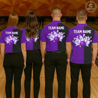 Purple and Black retro vintage Bowling polo, quarter zip shirts custom Bowling team jerseys