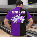 Purple and Black retro vintage Bowling polo, quarter zip shirts custom Bowling team jerseys