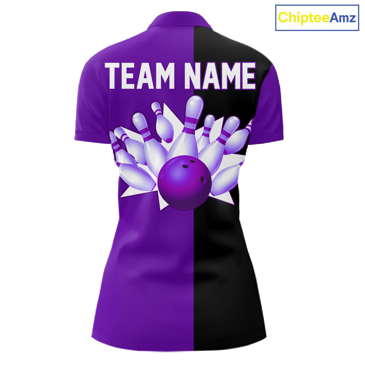 Purple and Black retro vintage Bowling polo, quarter zip shirts custom Bowling team jerseys
