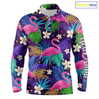 golf polo shirts colorful floral flamingo pattern tropical leaves custom team golf polo shirts