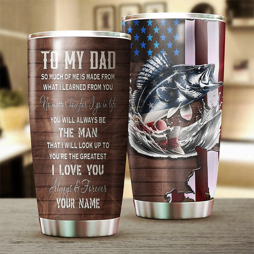1PC Walleye Fishing Tumbler American Flag Custom Tumbler Cup Fishing Gifts For Dad On Father'S Day