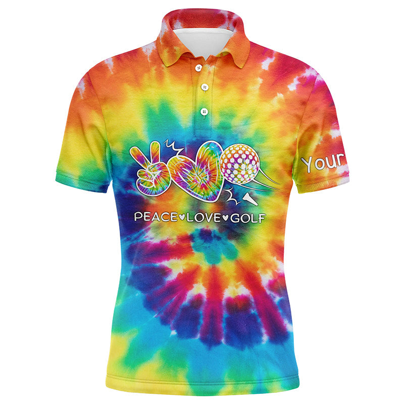 golf polo shirts tie dye pattern custom peace love golf, personalized golf shirt