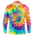 golf polo shirts tie dye pattern custom peace love golf, personalized golf shirt