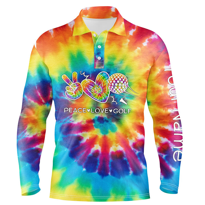 golf polo shirts tie dye pattern custom peace love golf, personalized golf shirt