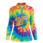 golf polo shirts tie dye pattern custom peace love golf, personalized golf shirt