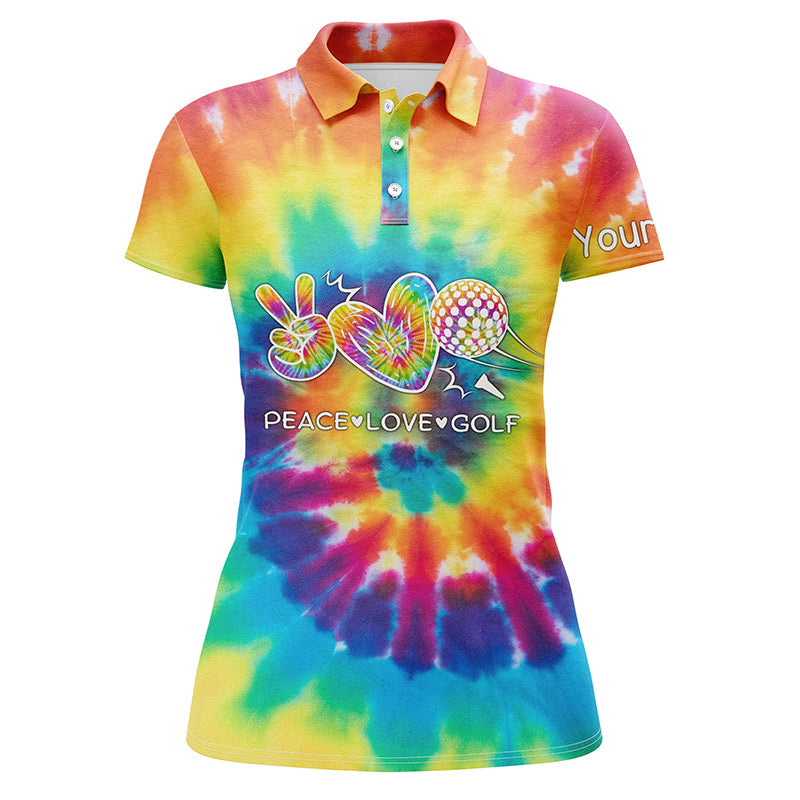 golf polo shirts tie dye pattern custom peace love golf, personalized golf shirt