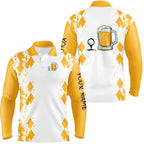White Yellow golf polo shirt Golf & beer custom name golf gifts, dad