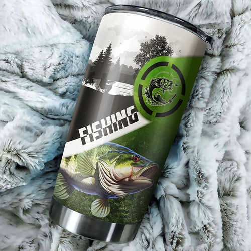 1PC Largemouth Bass Fishing Tumbler green camo Customize Tumbler Cup - Personalized fishing gift