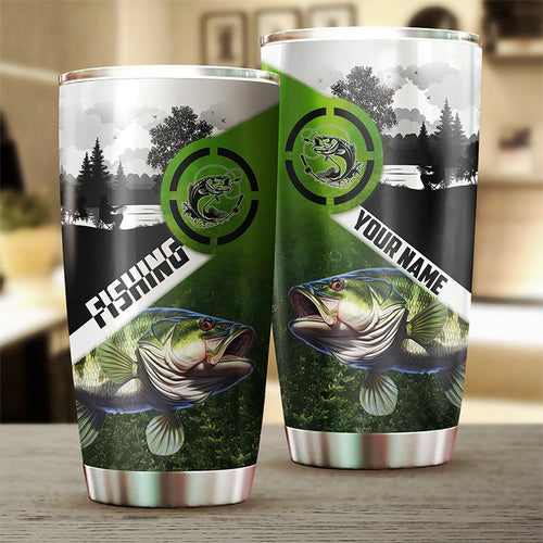 1PC Largemouth Bass Fishing Tumbler green camo Customize Tumbler Cup - Personalized fishing gift