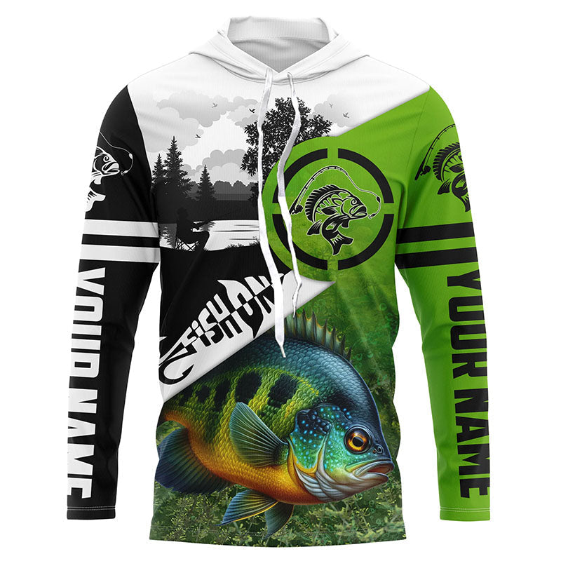 Bluegill Fishing green performance fishing shirt Custom Bluegill fishing shirts jerseys