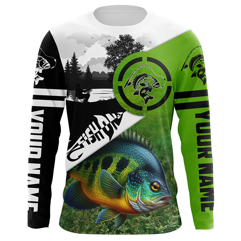 Bluegill Fishing green performance fishing shirt Custom Bluegill fishing shirts jerseys