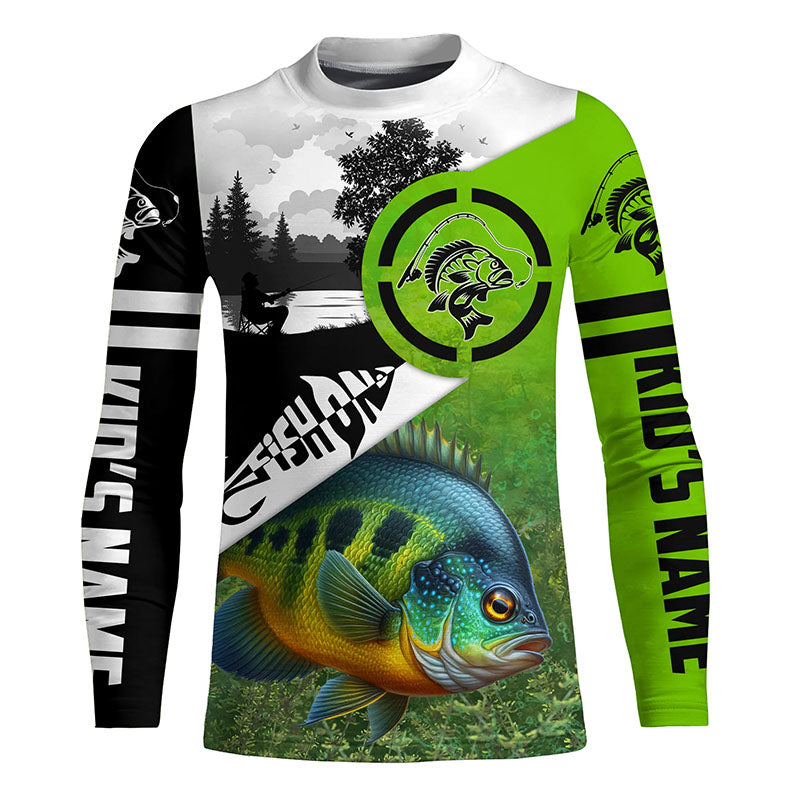 Bluegill Fishing green performance fishing shirt Custom Bluegill fishing shirts jerseys