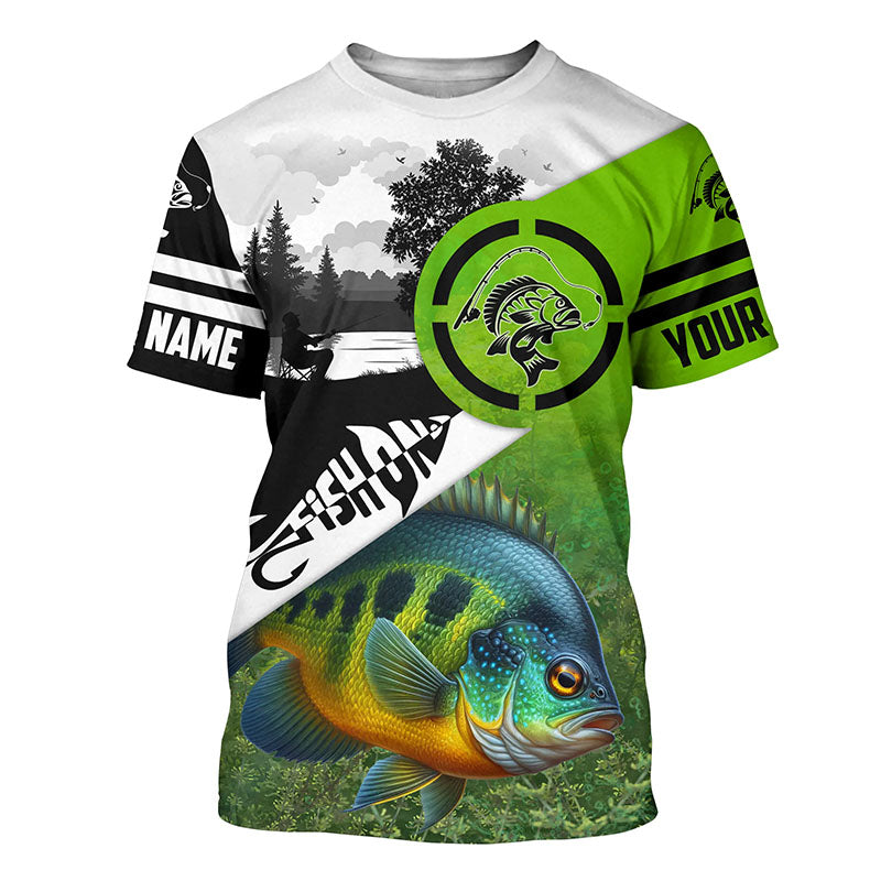 Bluegill Fishing green performance fishing shirt Custom Bluegill fishing shirts jerseys
