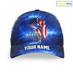 Bass Fishing American Flag patriotic blue galaxy Custom fishing hat Unisex Fishing Baseball Angler hat