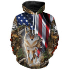 American Flag Coyote hunting predator camouflage Customize Name hunting clothes