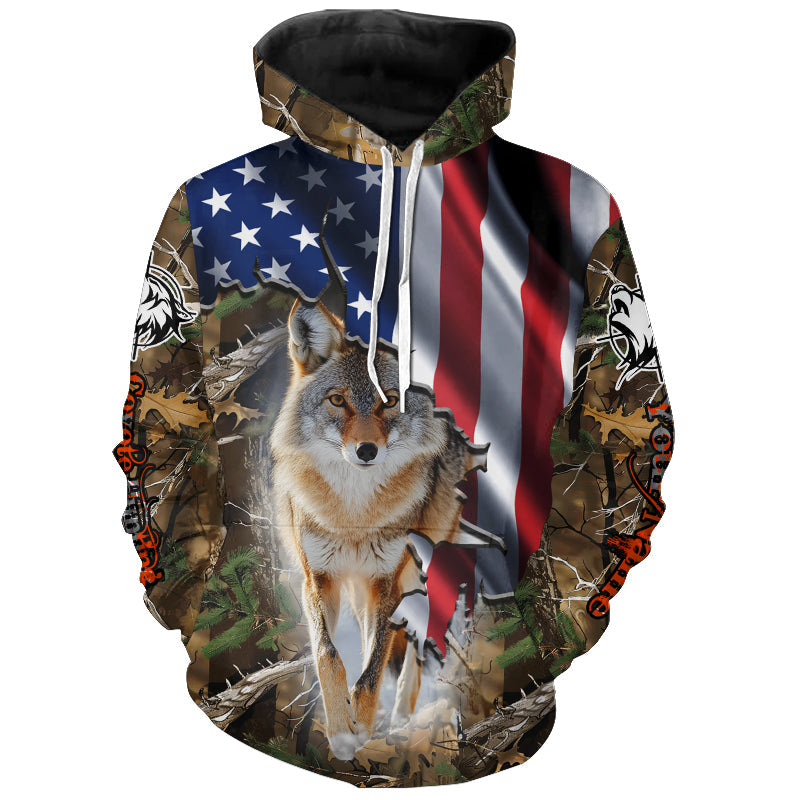 American Flag Coyote hunting predator camouflage Customize Name hunting clothes