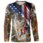 American Flag Coyote hunting predator camouflage Customize Name hunting clothes