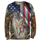 American Flag Coyote hunting predator camouflage Customize Name hunting clothes
