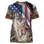 American Flag Coyote hunting predator camouflage Customize Name hunting clothes