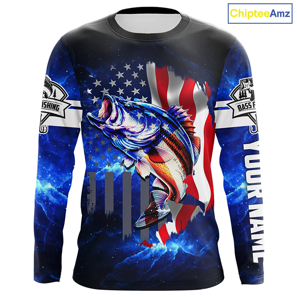 Bass Fishing 3D American Flag patriotic Customize Bass fishing jerseys - personalized fishing gift