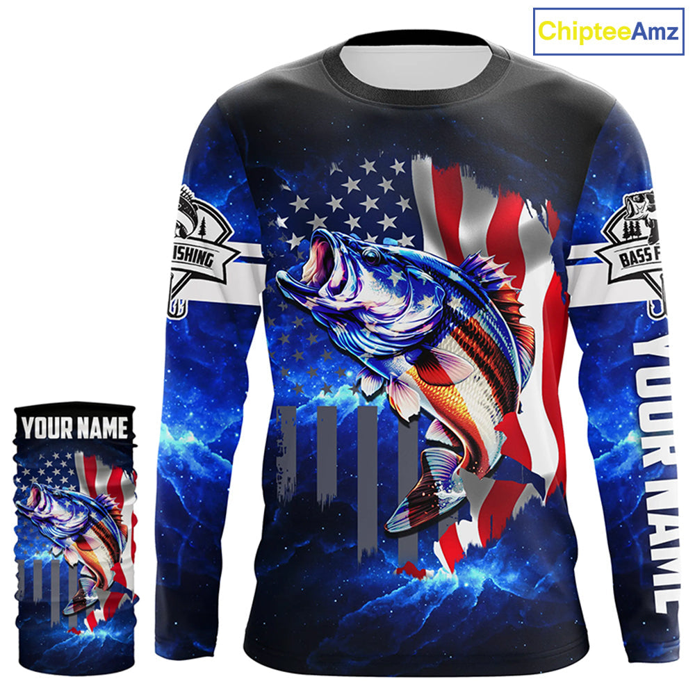 Bass Fishing 3D American Flag patriotic Customize Bass fishing jerseys - personalized fishing gift