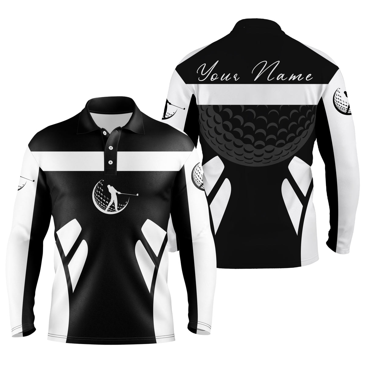 Black & white long sleeve golf shirts, best fathers day golf gifts for dad