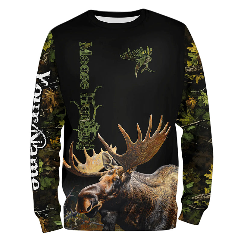Moose Hunting Green Camo 3D All Over print shirts personalized hunting apparel